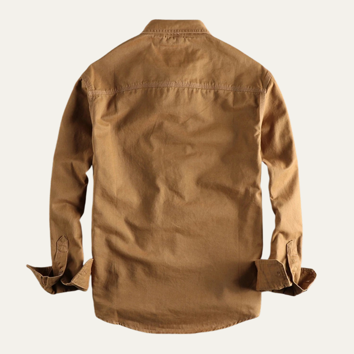 Bram | Men's Utility Button Up Shirt Tan Cargo Pockets