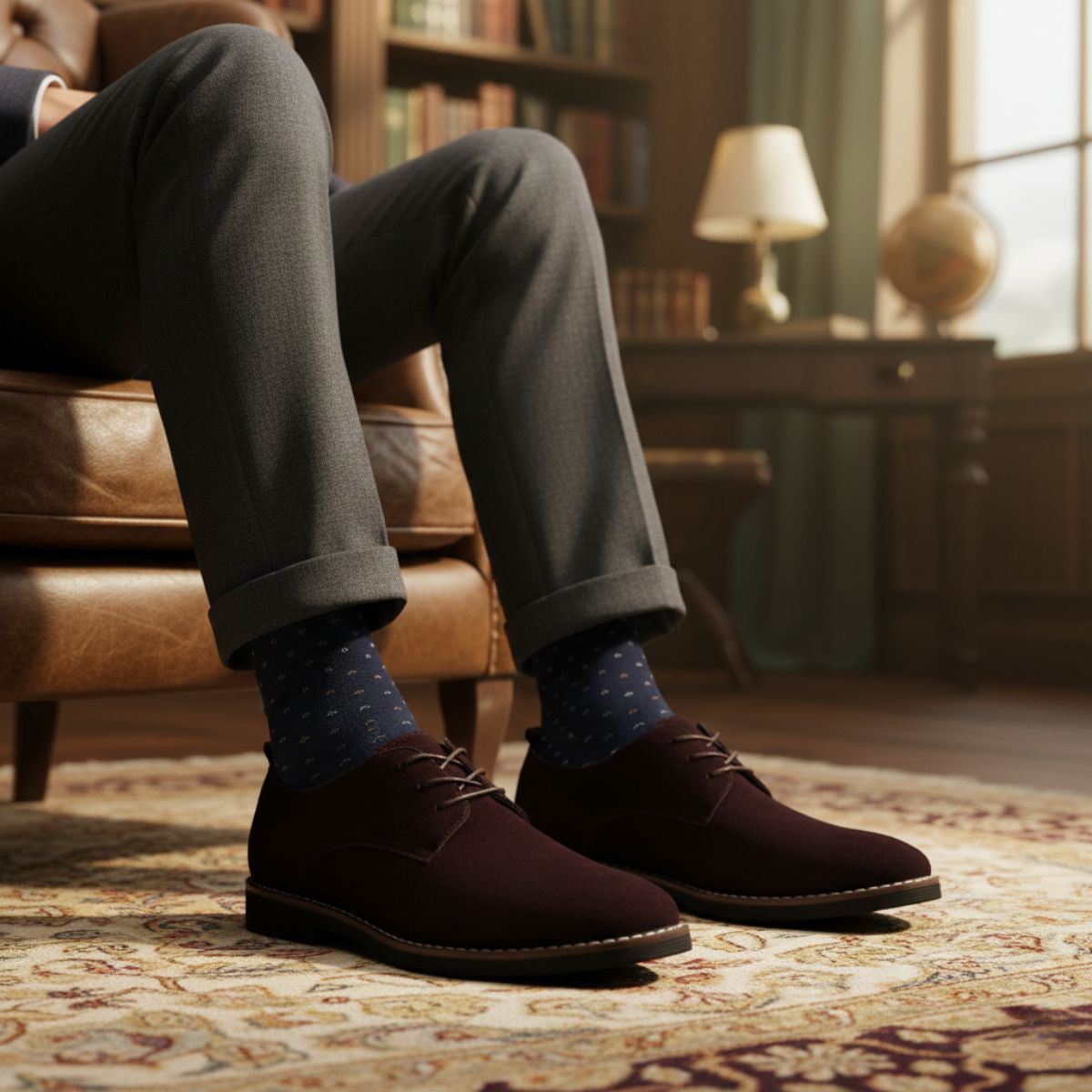 Bram | Men's Suede Dress Shoes Black Lace Up