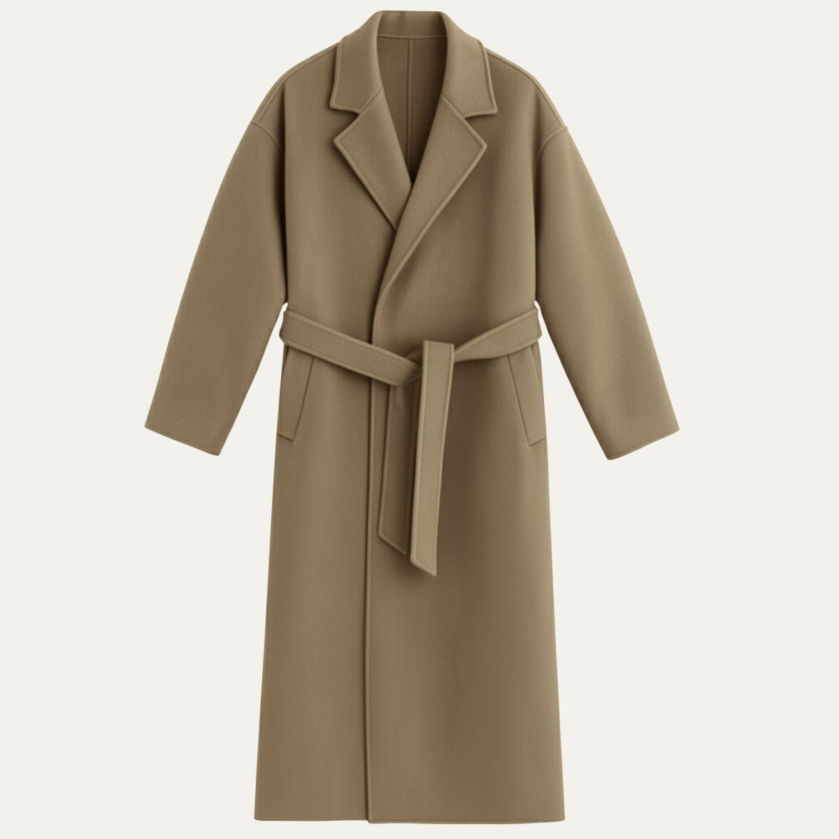 Callum | Men's Wool Overcoat Black Belted Long