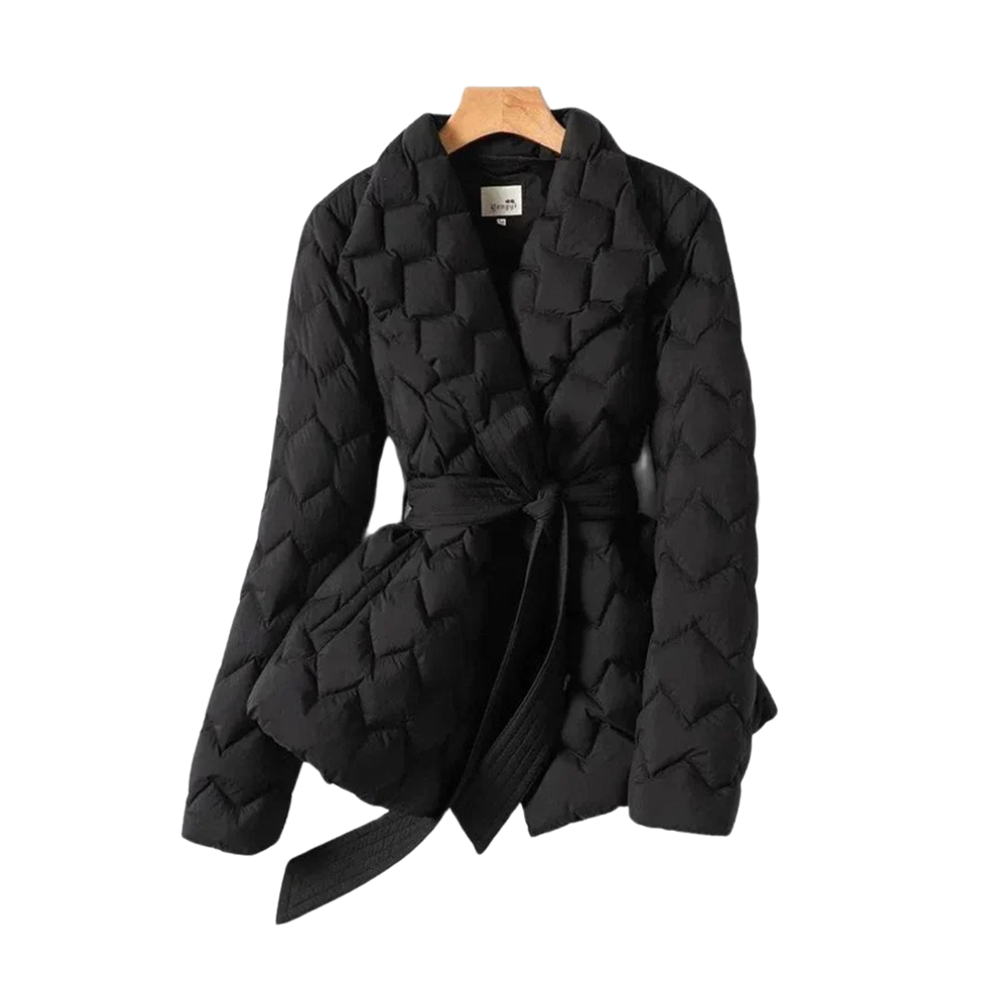 Briar | Women's Quilted Puffer Coat Camel Belted