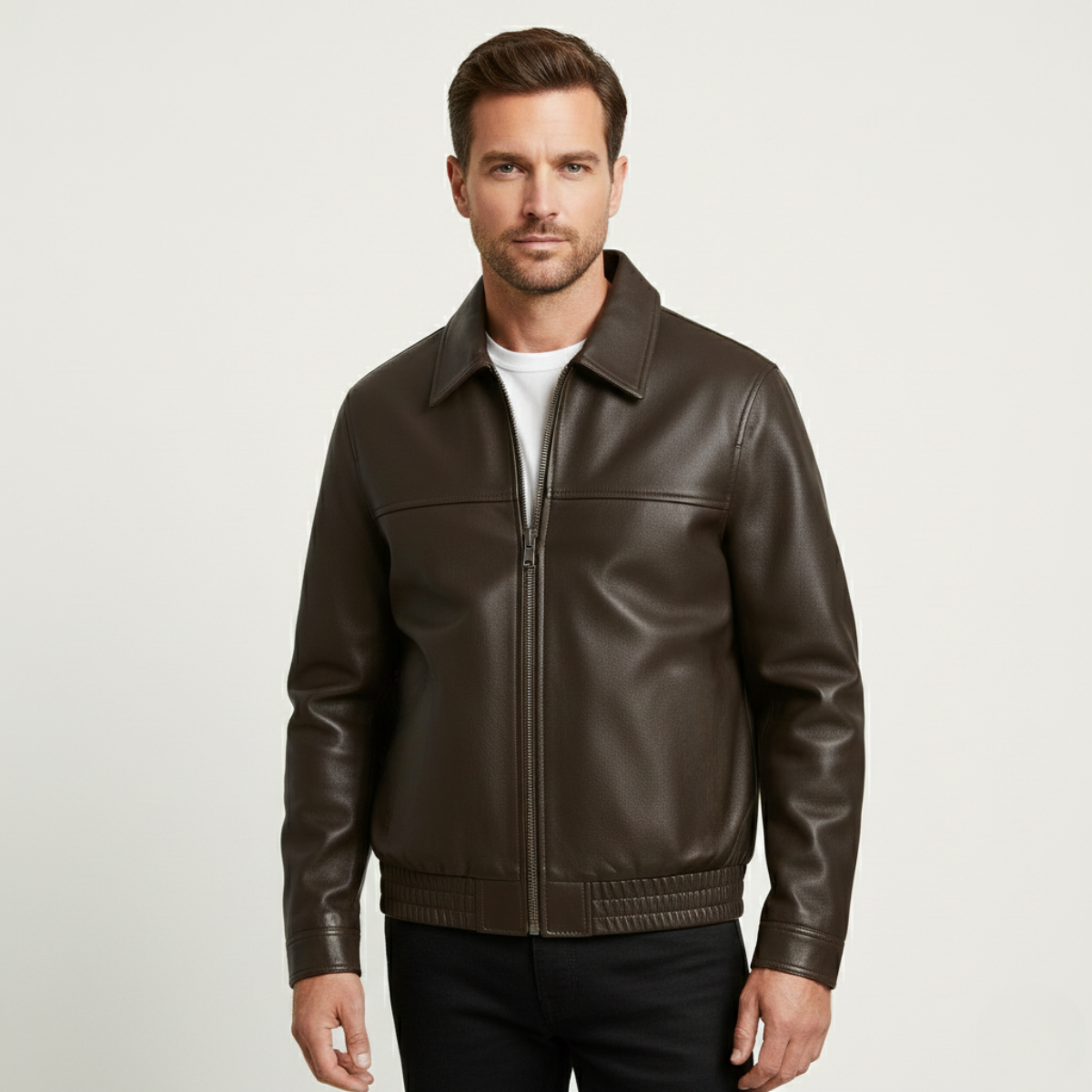 Axel | Men's Classic Leather Bomber Jacket Black