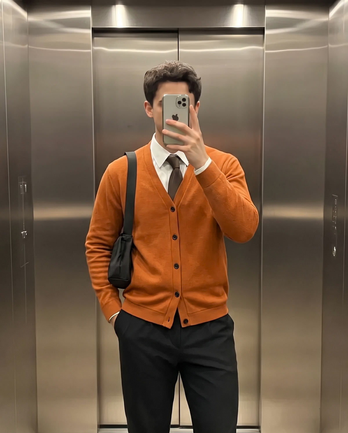 Rowan | Men's Cardigan Sweater Burnt Orange Button Up