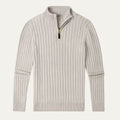 Dama Washington Axel men's quarter zip sweater cream ribbed knit - view 6