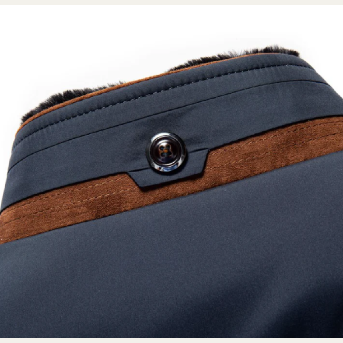 Bram | Men's Quilted Puffer Jacket Navy Velvet Collar
