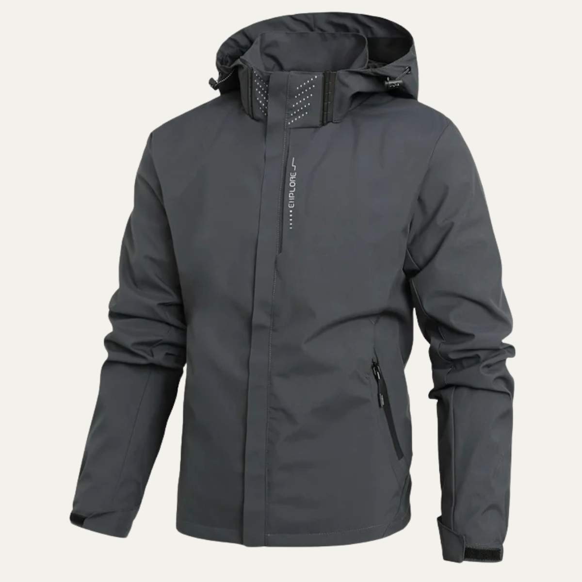 Vera | Men's Waterproof Rain Jacket Gray Hooded Windproof