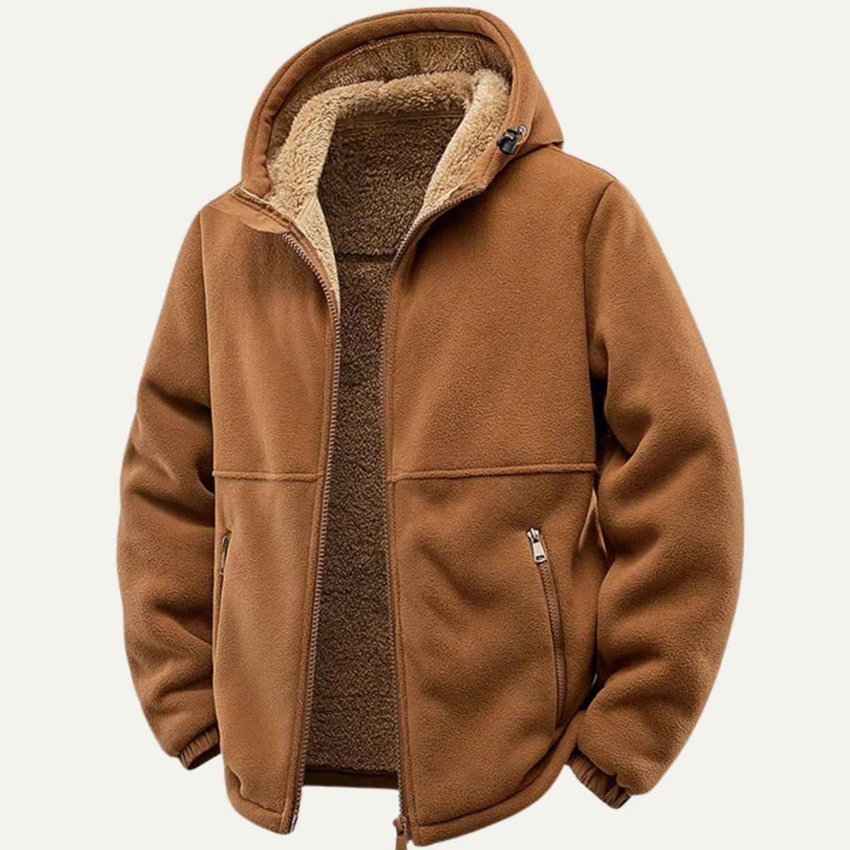 Jude | Men's Sherpa Fleece Lined Hooded Jacket Camel