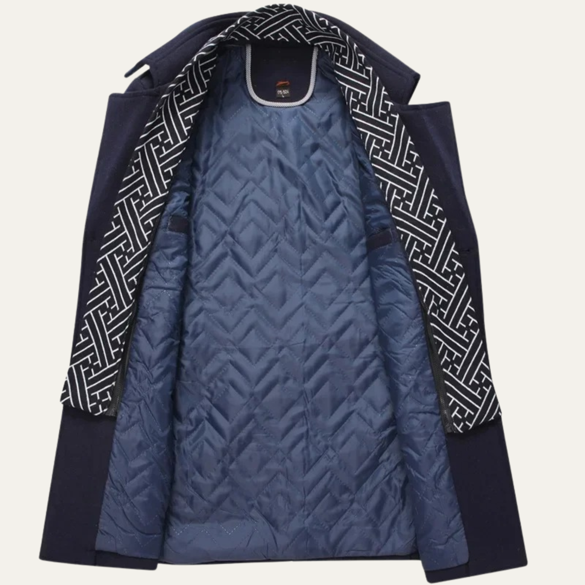 Axel | Men's Navy Wool Blend Trench Coat Lapel Collar