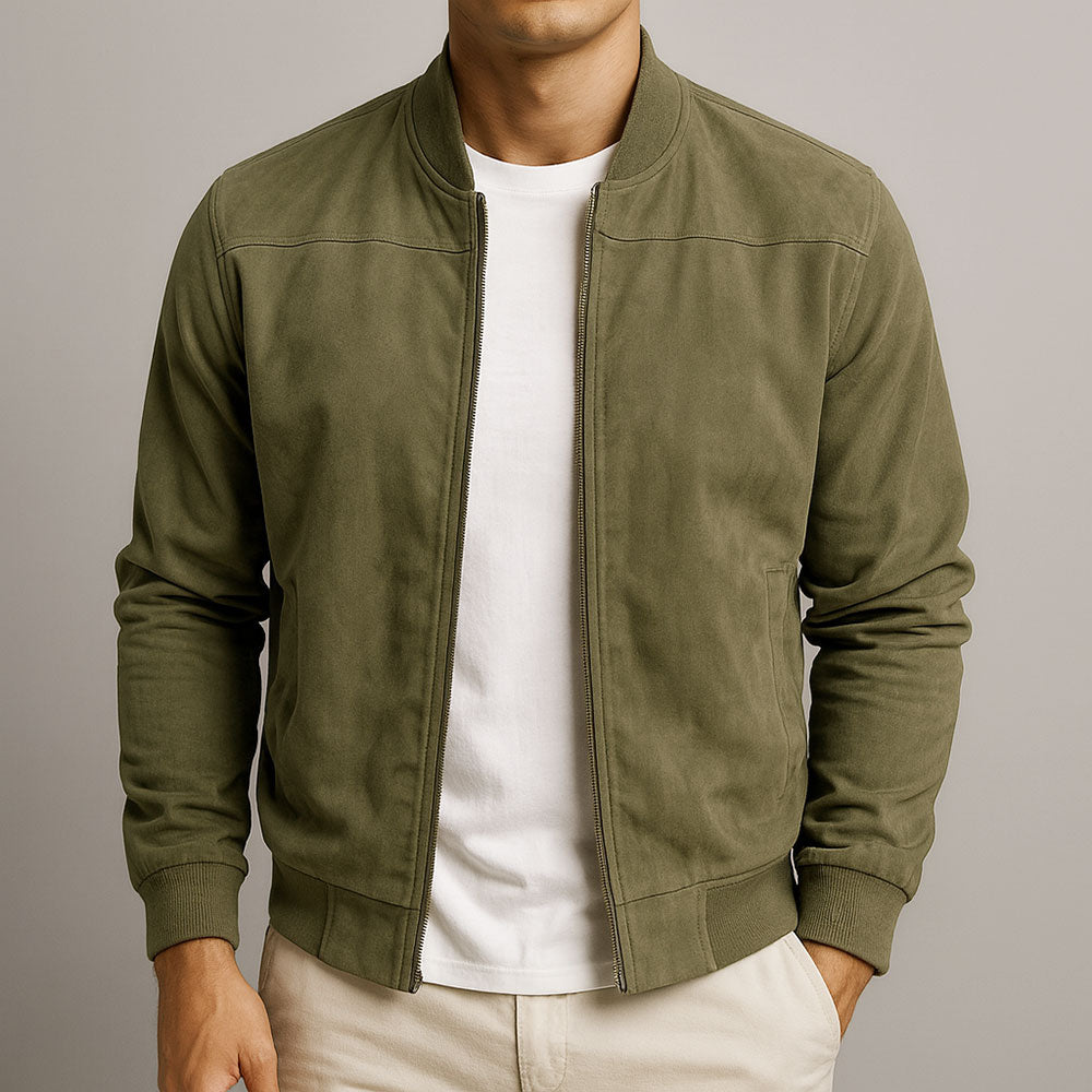 Axel | Men's Suede Zip Jacket Casual Beige
