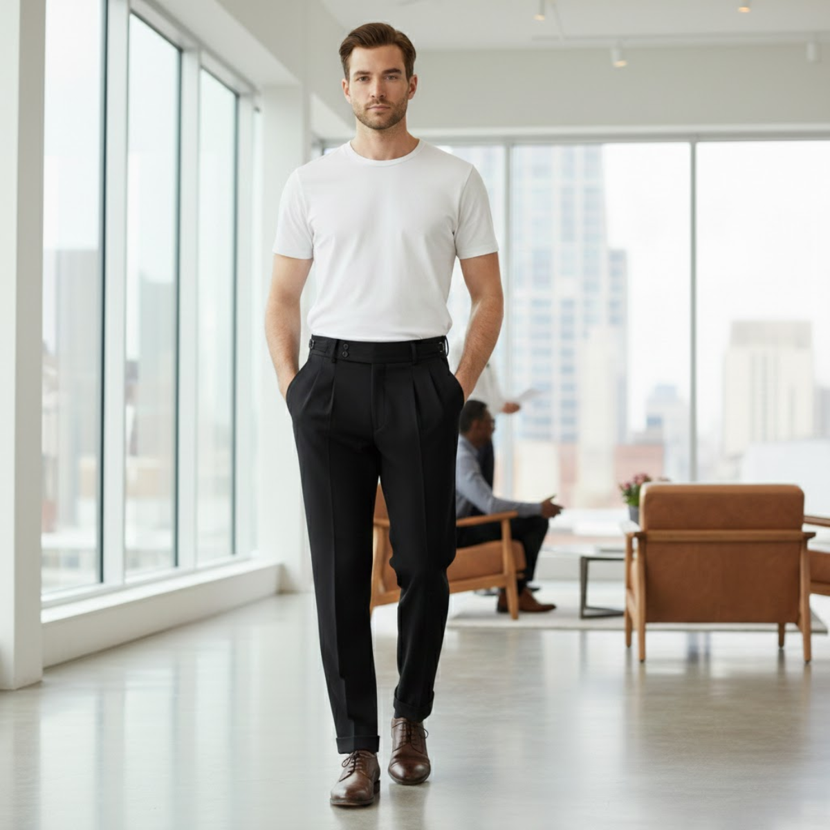 Kaden | Men's Pleated Dress Pants Khaki