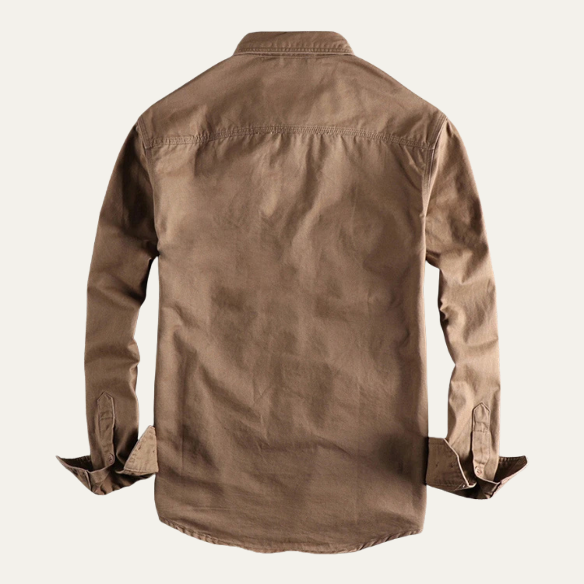 Axel | Men's Utility Denim Shirt Jacket Beige Long Sleeve