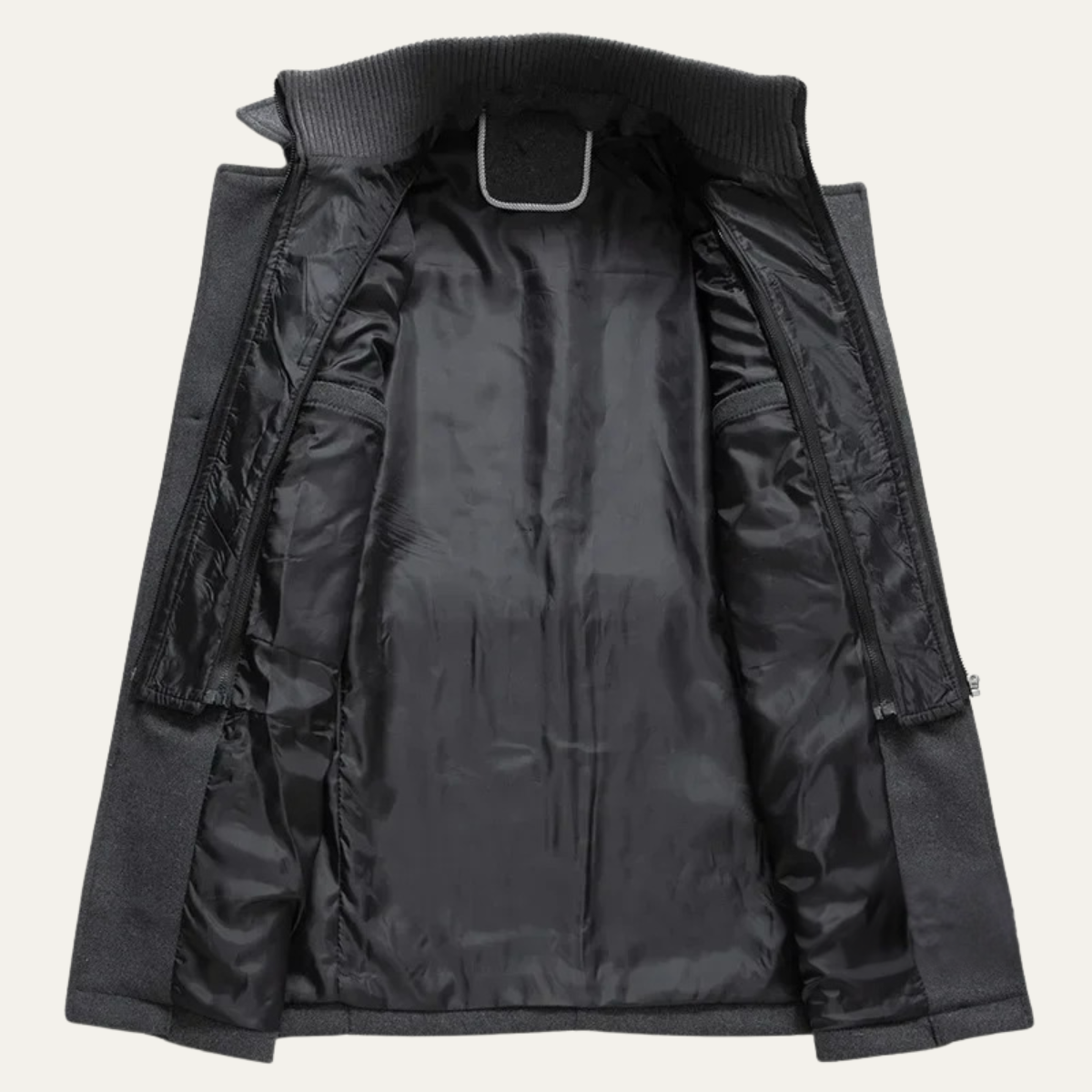 Voss | Men's Wool Blend Overcoat Black With Removable Collar