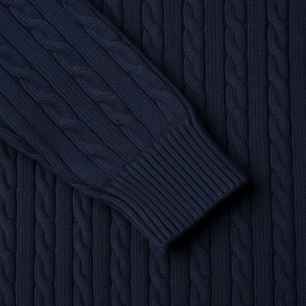 Callum | Men's Cable Knit Sweater Navy Crew Neck