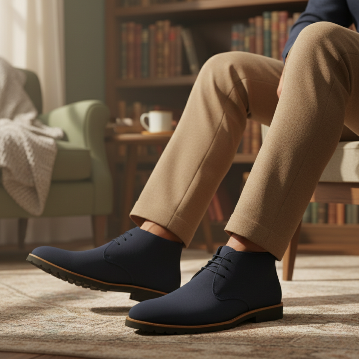 Beau | Men's Casual Suede Chukka Boots Navy