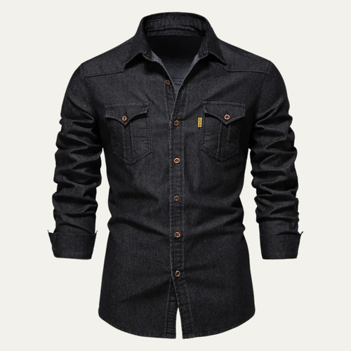 Dama Washington Ash men's denim shirt dark wash long sleeve button up - view 2
