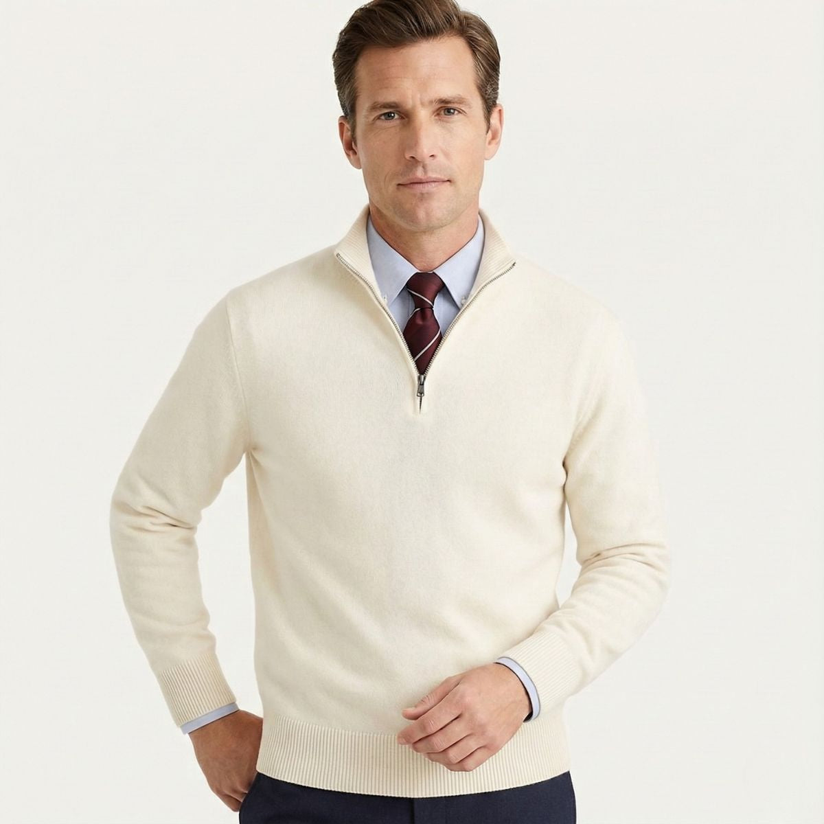 Voss | Men's Crew Neck Sweater Cream