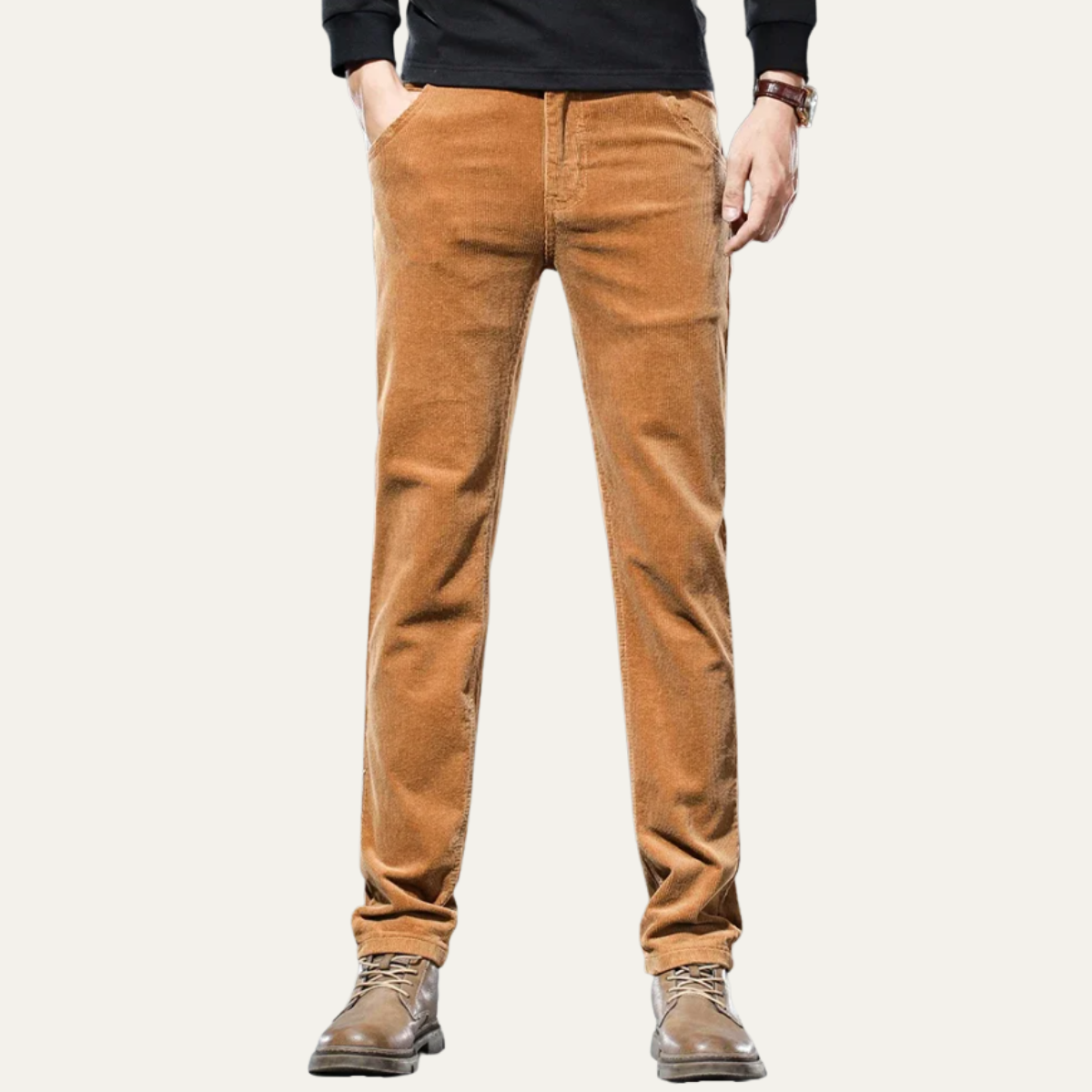 Axel | Men's Corduroy Pants Caramel Slim Fit Casual