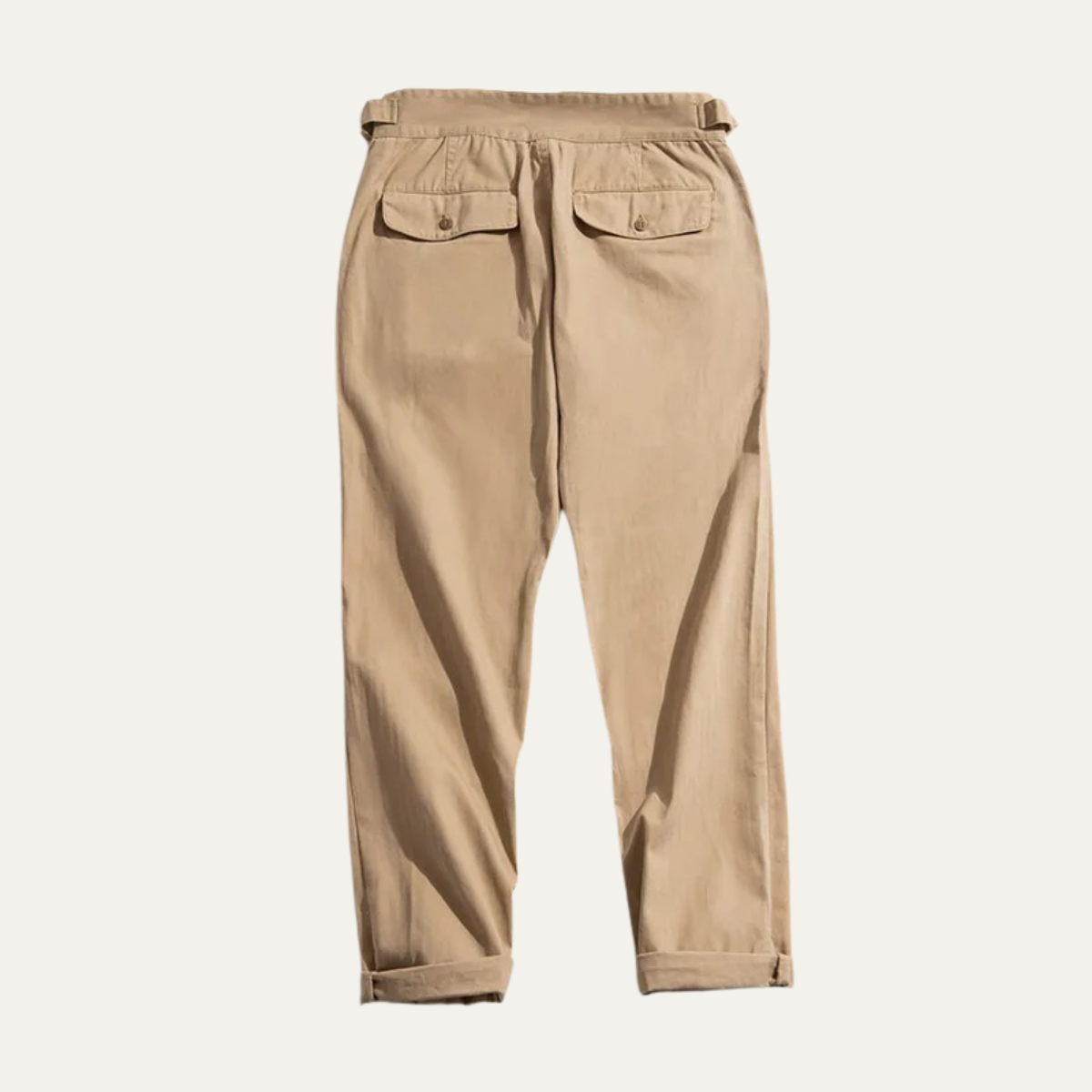 Voss | Men's Pleated Tapered Chinos Beige With Belt