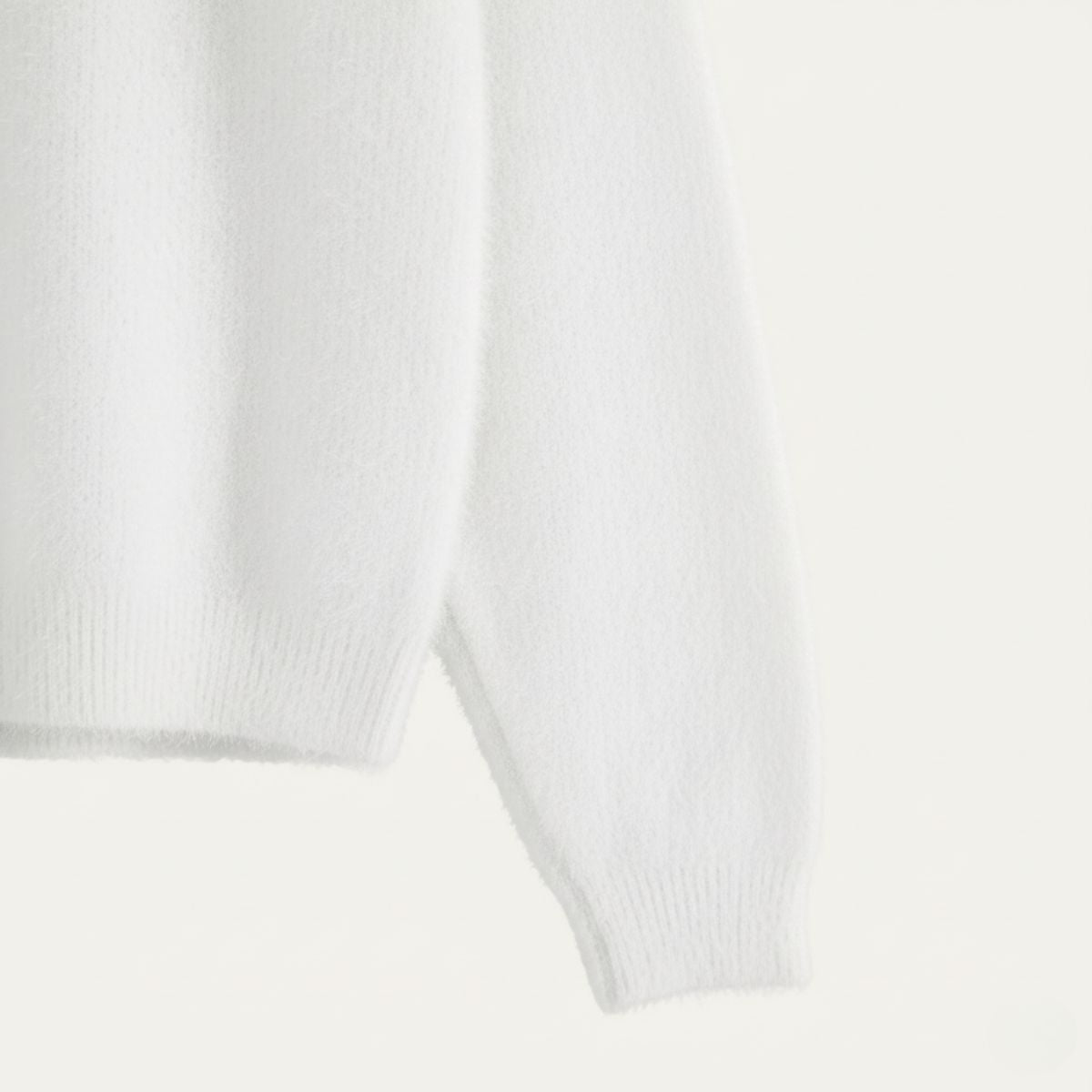 Alma | Men's Crew Neck Sweater White Cashmere Knit