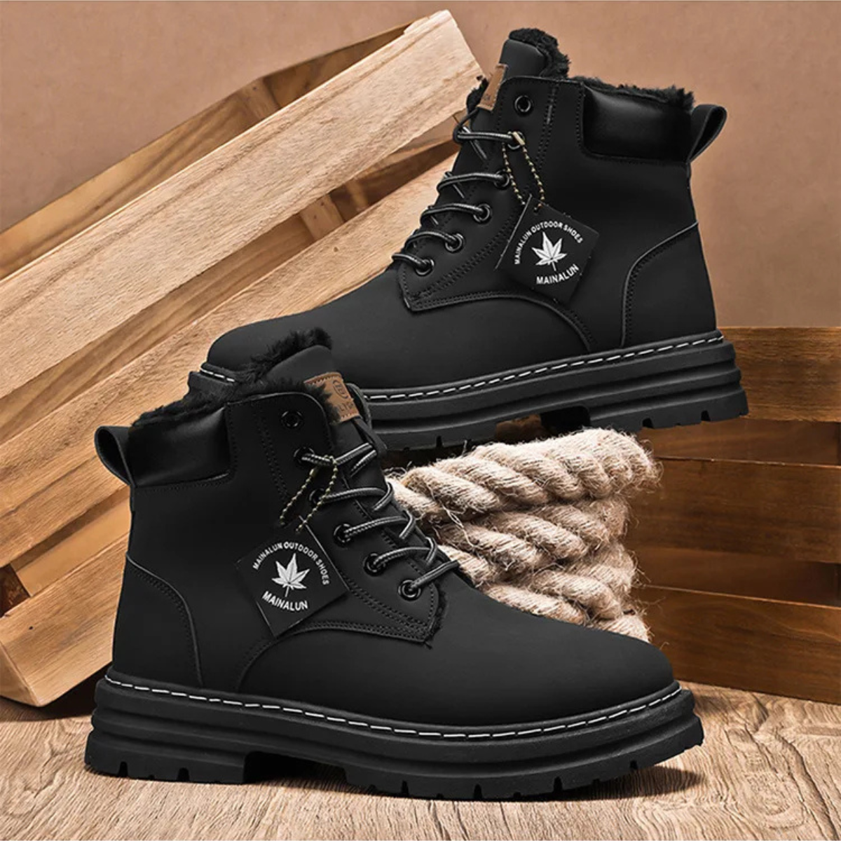 Beau | Men's Lace Up Work Boot Tan Platform Sole