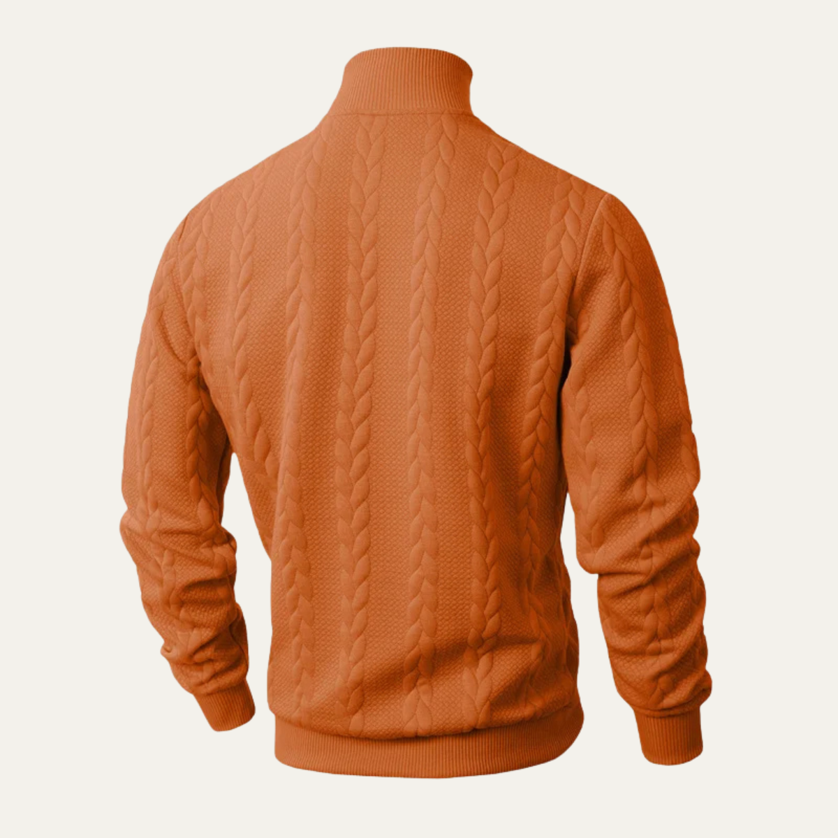 Bram | Men's Cable Knit Turtleneck Sweater Orange