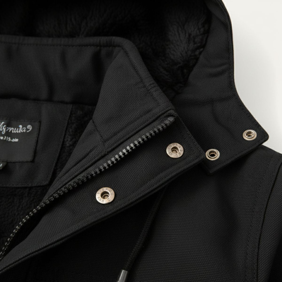 Callum | Men's Utility Parka Jacket Black Sherpa Lined Hood