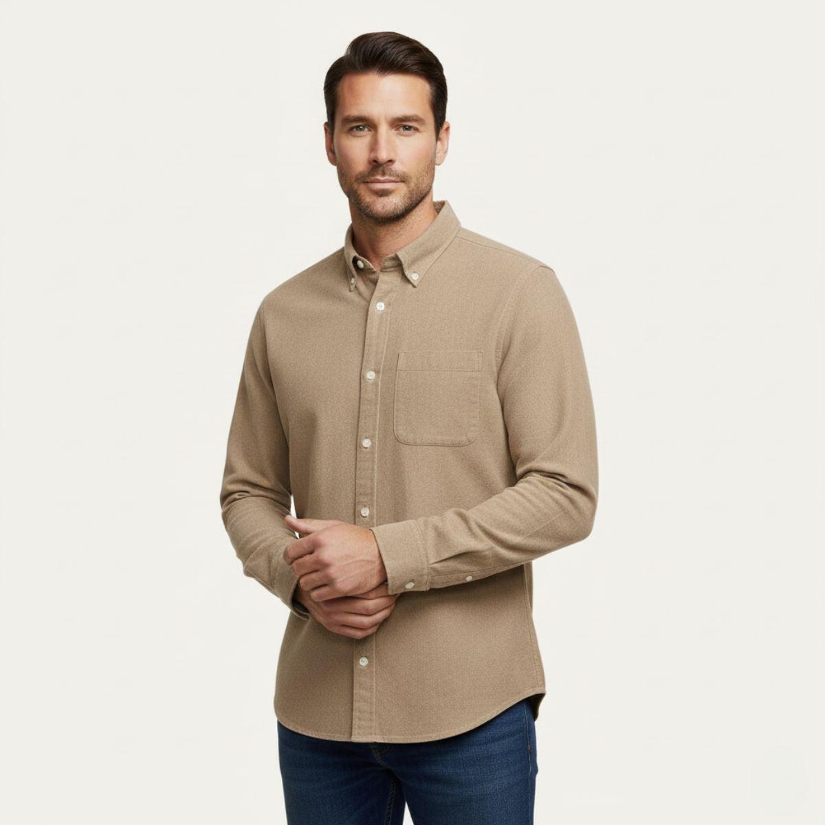 Arlo | Men's Button Up Shirt Black Long Sleeve Casual Oxford