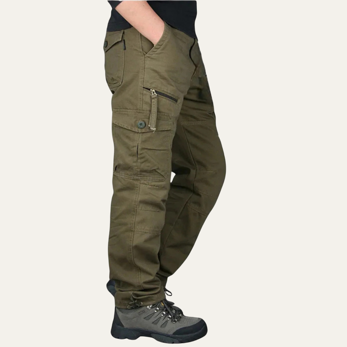 Ezra | Men's Cargo Pants Beige Multiple Pockets Relaxed Fit