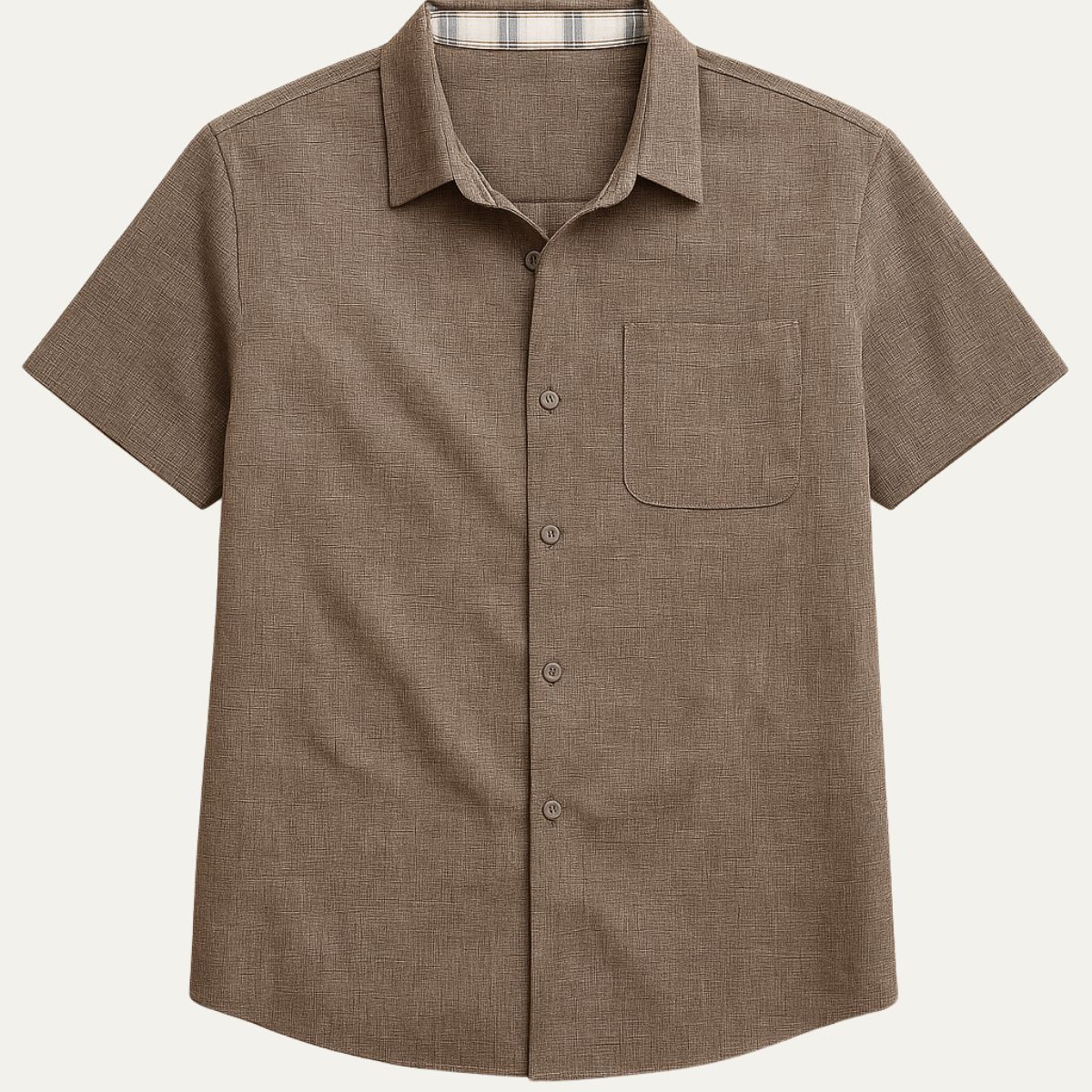 Demi | Men's Linen Shirt Light Blue Short Sleeve Button Down