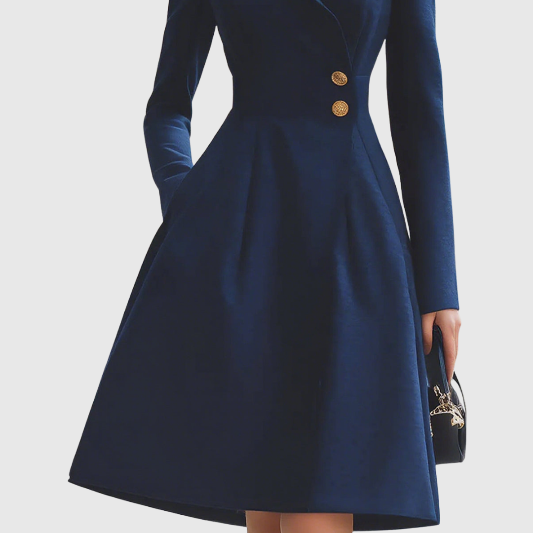 Wren | Women's Velvet Blazer Dress Navy Long Sleeve