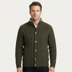 Dama Washington Ash men's cable knit cardigan tan button up sweater - view 6