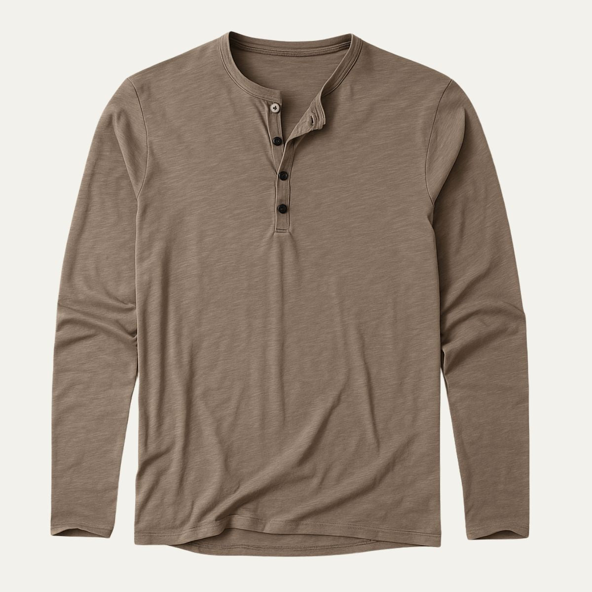 Bram | Men's Long Sleeve Henley Shirt Olive Green Button Placket