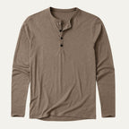 Dama Washington Bram men's long sleeve henley shirt olive green button placket - view 9