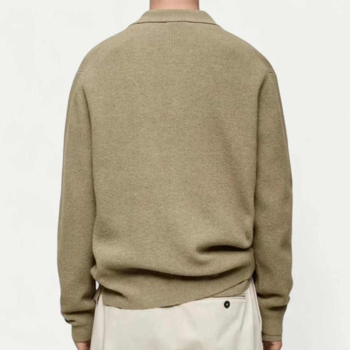 Callum | Men's Cardigan Sweater Beige Collared Button Front