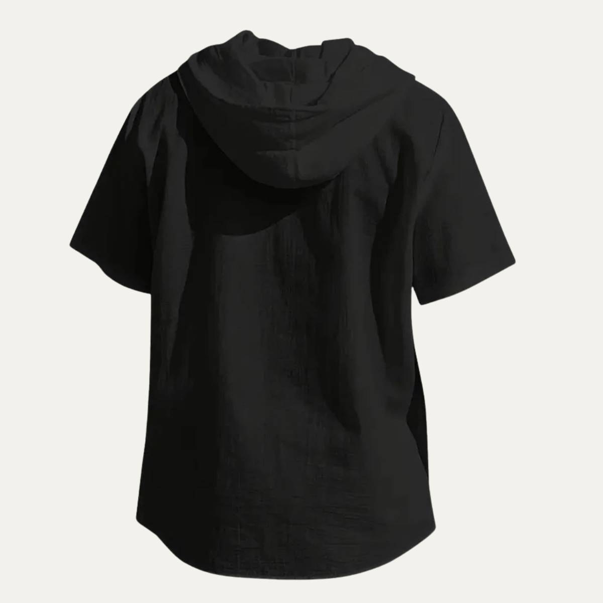 Rhys | Men's Casual Short Sleeve Hooded Button Up Shirt Black