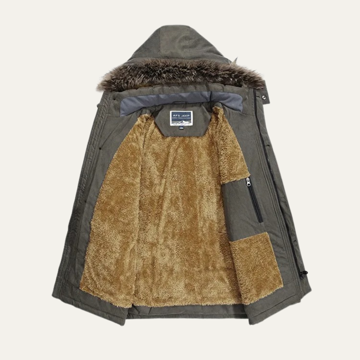 Bram | Men's Puffer Jacket Charcoal Fur Hooded Winter Coat