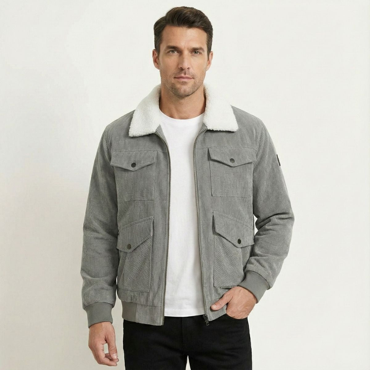 Blake | Men's Sherpa Lined Corduroy Jacket Camel