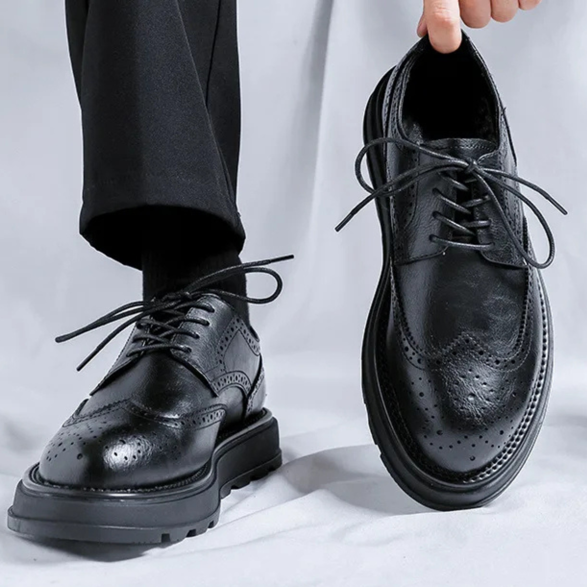 Oscar | Men's Wingtip Brogue Oxford Dress Shoe Black Leather