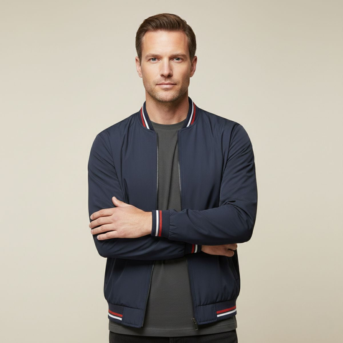 Ines | Men's Lightweight Bomber Jacket Sage Green Zip Up