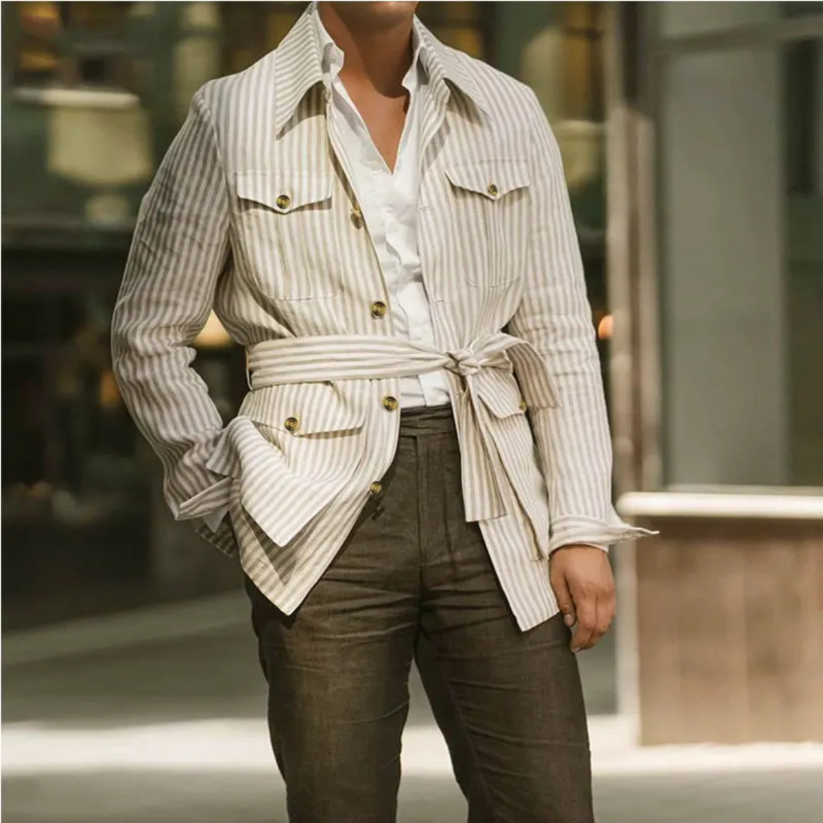 Cruz | Men's Striped Button Up Shirt Gray White Long Sleeve