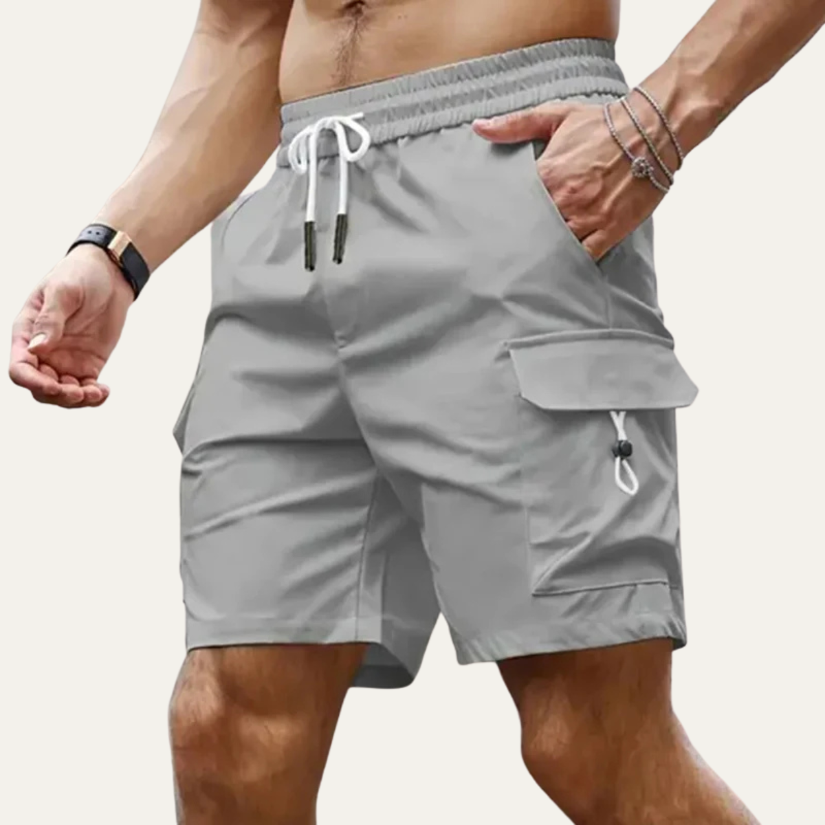 Max | Men's Cargo Shorts Gray Utility Drawstring