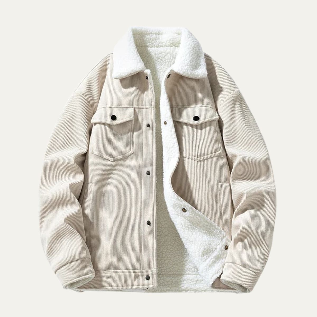 Ash | Men's Corduroy Sherpa Fleece Jacket Cream