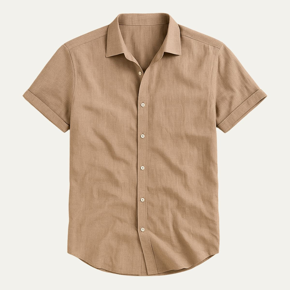 Beau | Men's Linen Shirt White Short Sleeve