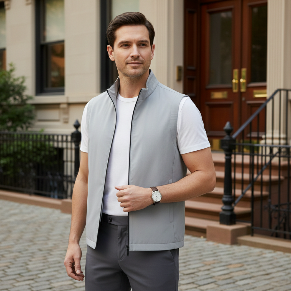 Sage | Men's Lightweight Casual Vest Gray Sleeveless