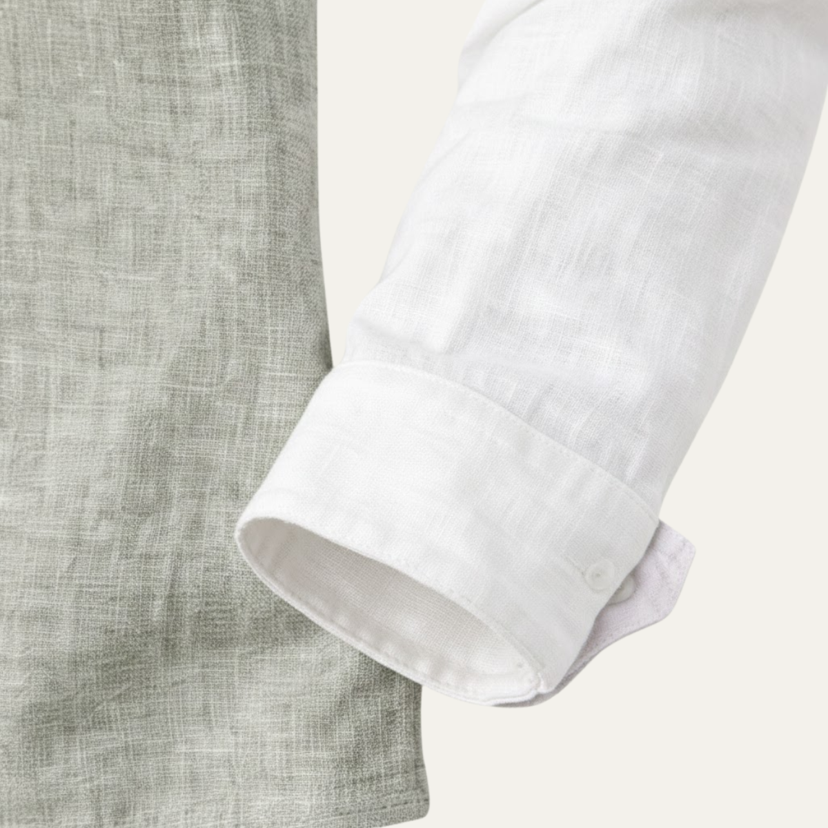 Lars | Men's Linen Shirt Sage Green Long Sleeve Henley
