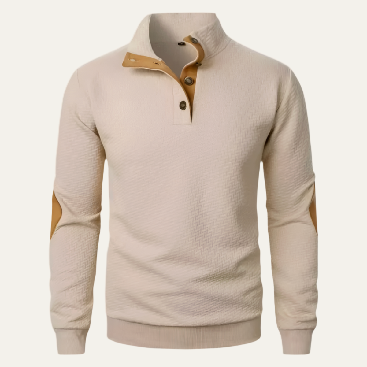Demi | Men's Quarter Zip Sweater Navy Elbow Patch
