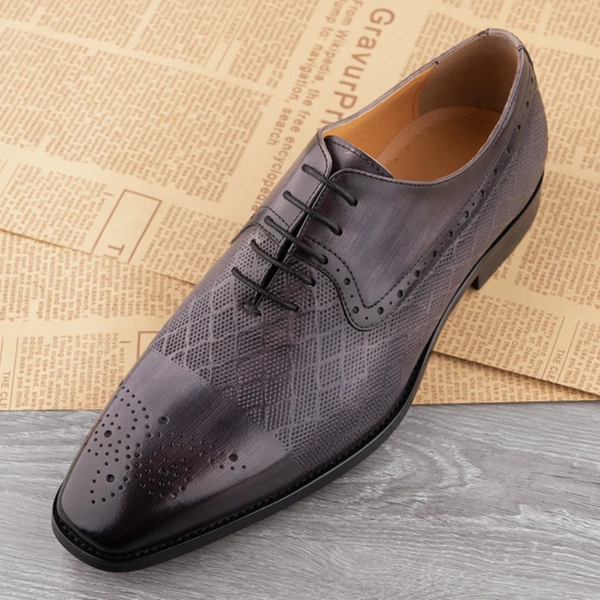 Rowan | Men's Black Leather Oxford Dress Shoe Lace Up