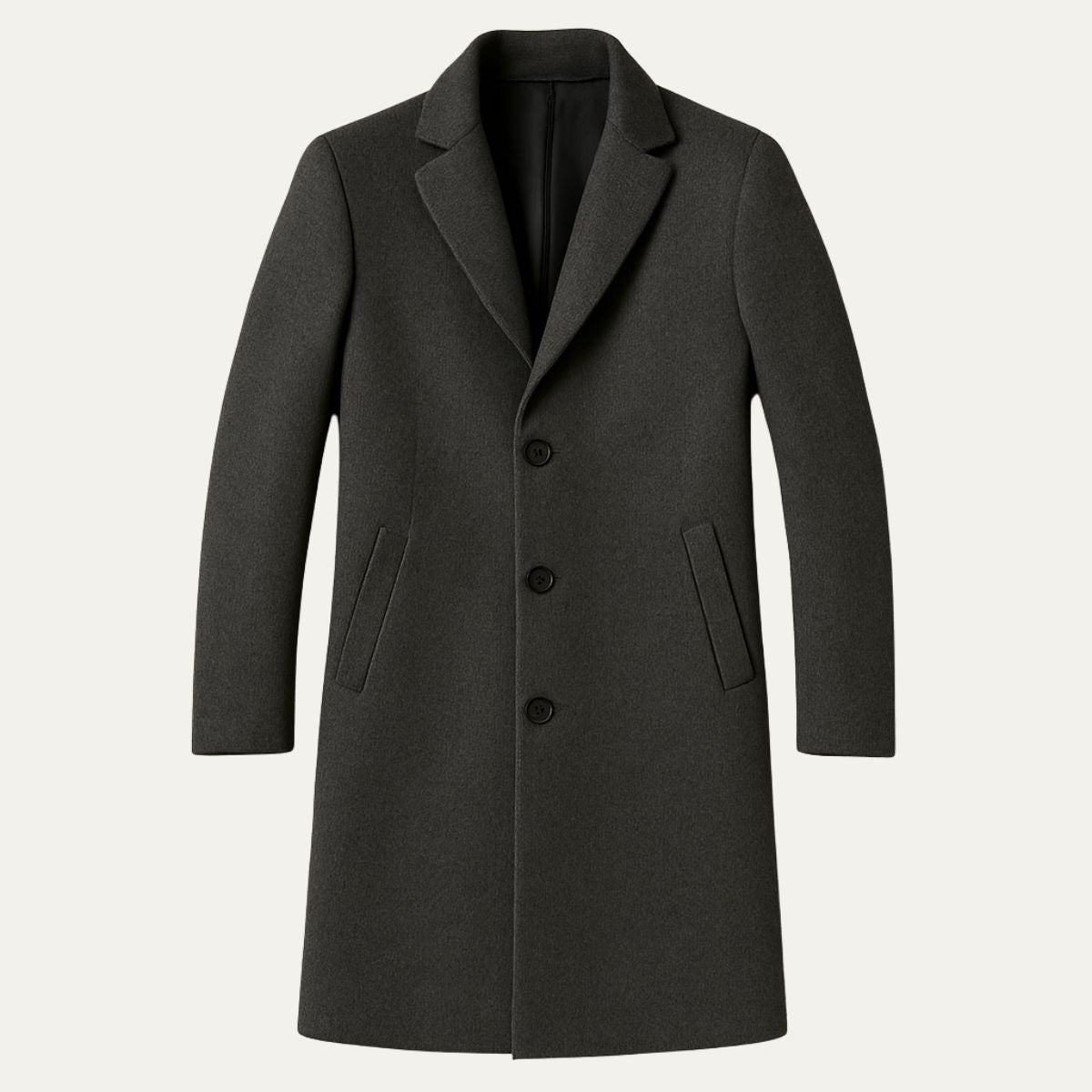 Voss | Men's Black Wool Overcoat Long Length