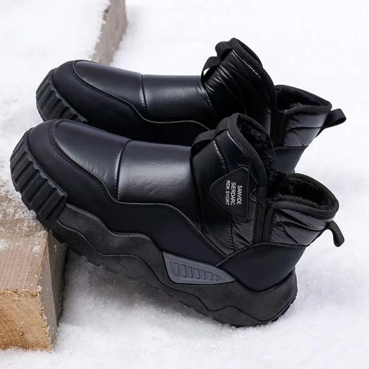Axel | Men's Insulated Anti Slip Snow Boots Black