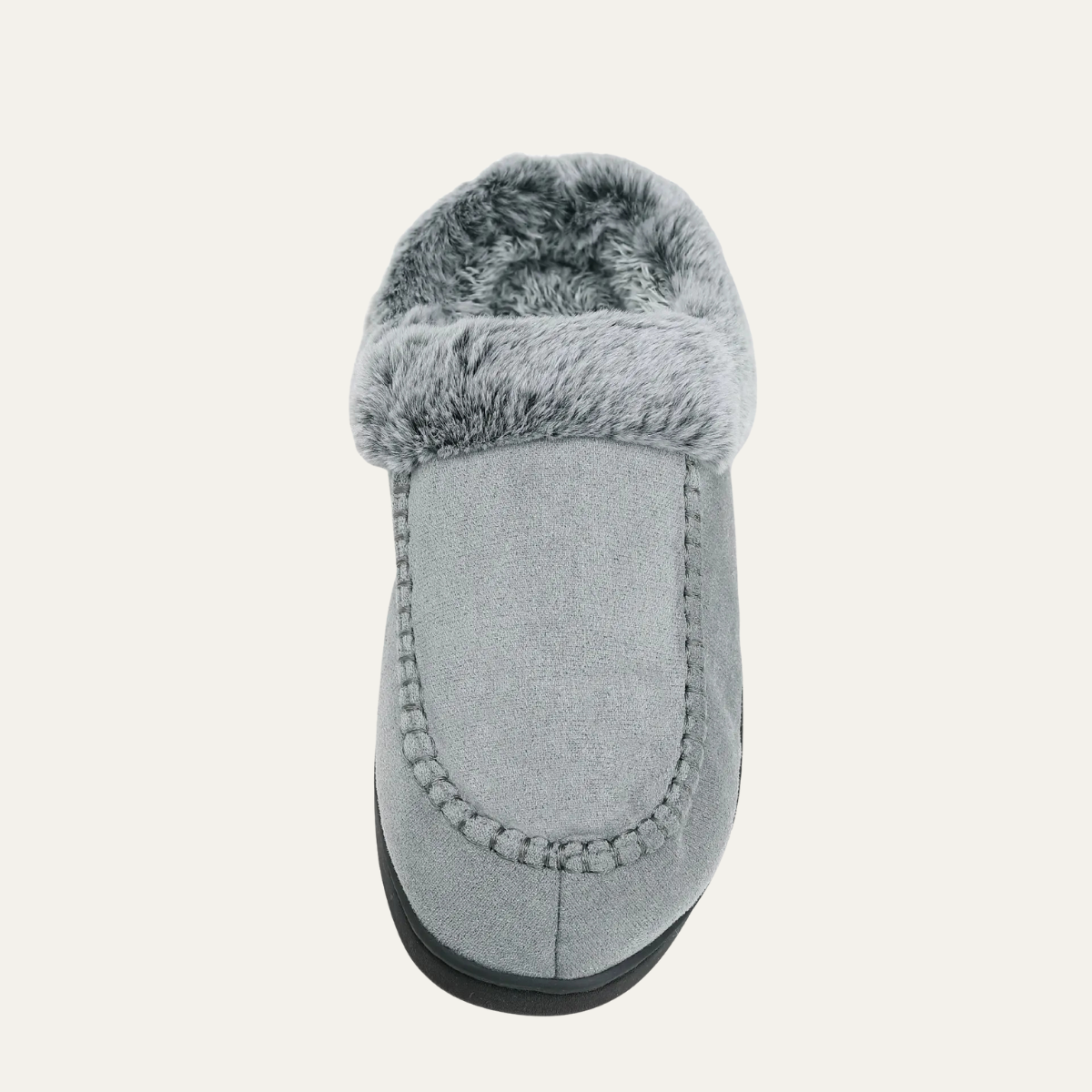 Bram | Men's Faux Fur Lined Slippers Gray Black Sole