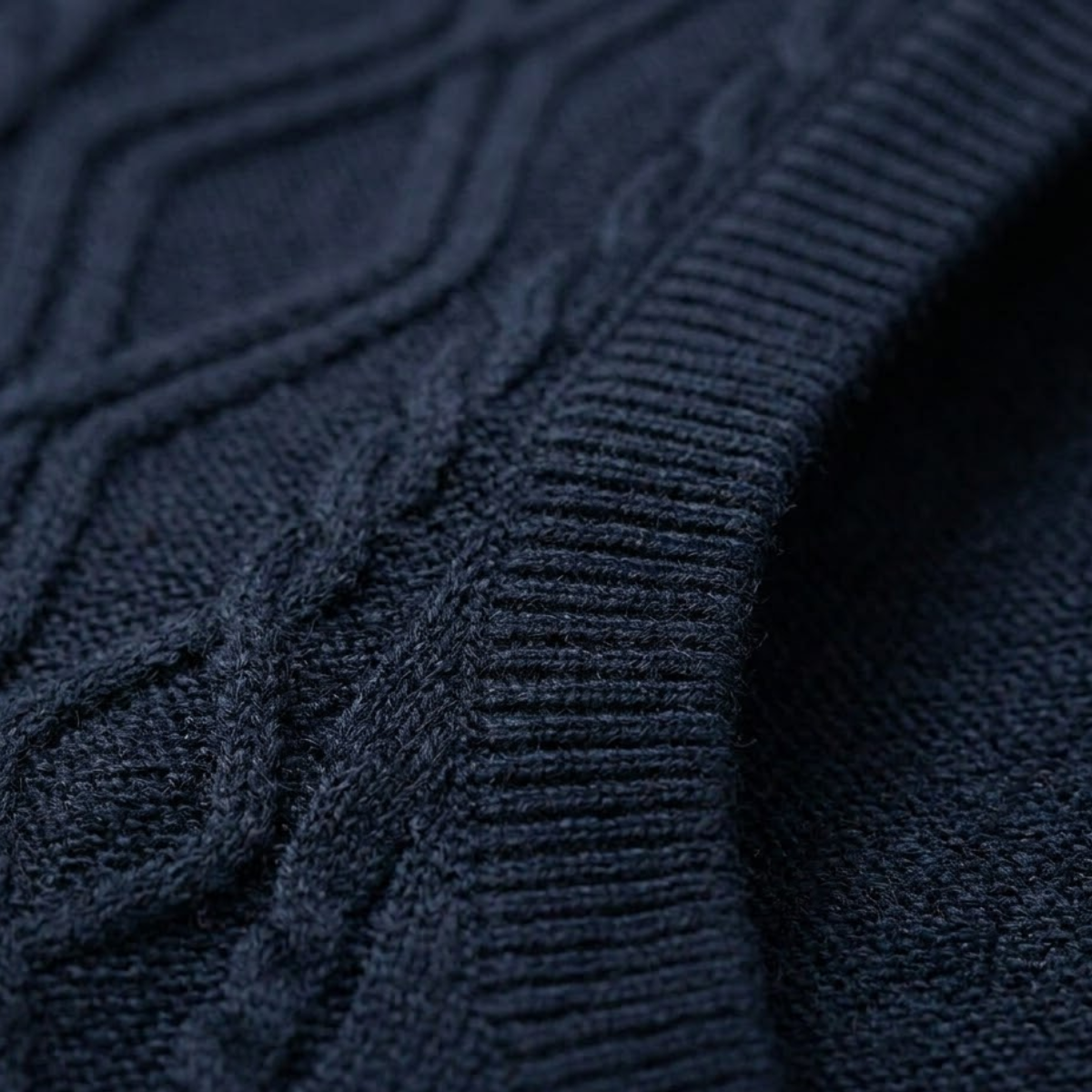 Landon | Men's Cable Knit V Neck Sweater Vest Navy